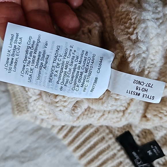 J.Crew Cream Lambswool Blend Sweater Popcorn Cable Knit Size Medium - Picture 12 of 13